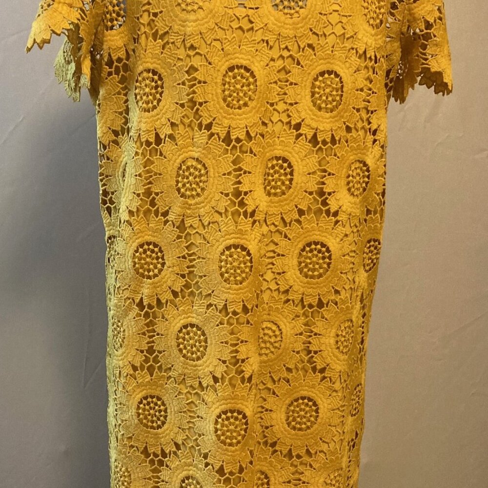 Talbots sunflower lace shift dress short sleeve